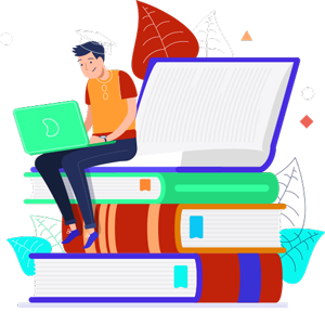 illustration of student working on computer